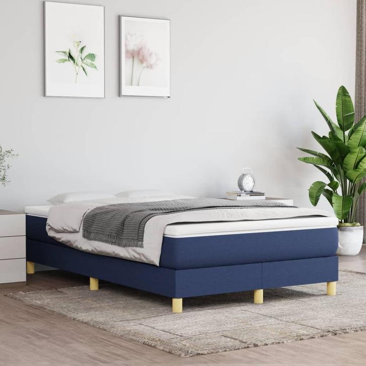 vidaXL Boxspring bed 120x200 cm stof blauw, Huis en Inrichting, Slaapkamer | Bedden, Nieuw, Verzenden