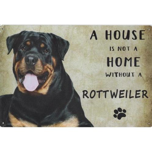 Wandbord Honden - A House Is Not A Home Without A Rottweiler, Dieren en Toebehoren, Honden-accessoires, Nieuw