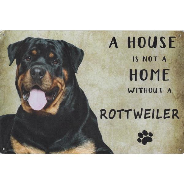 Wandbord Honden - A House Is Not A Home Without A Rottweiler, Dieren en Toebehoren, Honden-accessoires, Nieuw