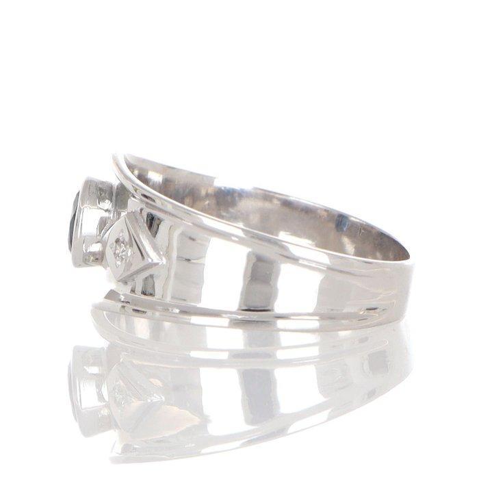 Zonder Minimumprijs - Ring - 18 karaat Witgoud Saffier -, Handtassen en Accessoires, Ringen