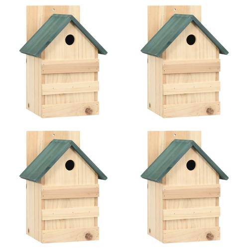 vidaXL Nichoirs 4 pcs 23x19x33 cm Bois de sapin, Jardin & Terrasse, Maisons & Bains d'oiseaux, Neuf, Envoi