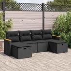 vidaXL 6-delige Loungeset met kussens poly rattan zwart, Verzenden, Nieuw, Loungeset