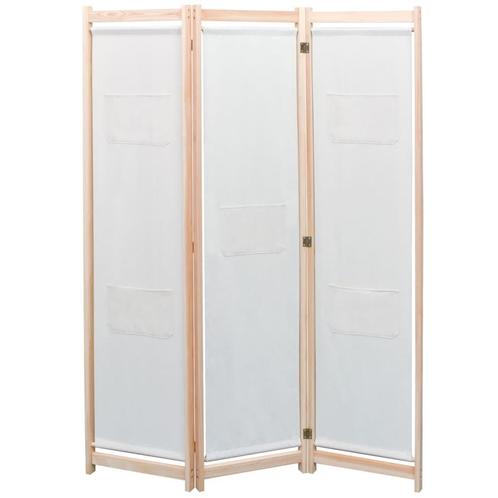 vidaXL Kamerscherm met 3 panelen 120x170x4 cm stof crème, Maison & Meubles, Accessoires pour la Maison | Autre, Envoi