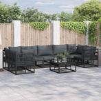 vidaXL Tuinbank Set 8 pcs Zwart Aluminium, Tuin en Terras, Verzenden, Nieuw