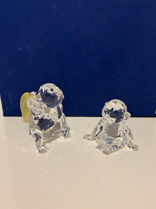 Swarovski - Figuur - Gorilla en chimpansee (2) - Kristal, Antiquités & Art, Curiosités & Brocante