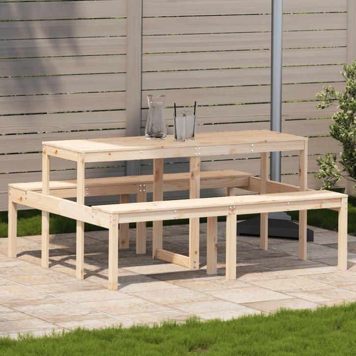 vidaXL Picknicktafel 160x134x75 cm massief grenenhout, Tuin en Terras, Tuintafels, Nieuw, Verzenden