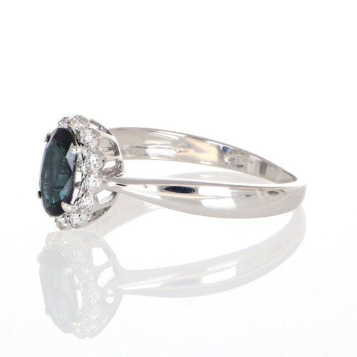 Zonder Minimumprijs - Ring - 18 karaat Witgoud Saffier -, Handtassen en Accessoires, Ringen