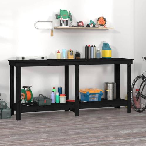 vidaXL werkbank 180x50x80 cm massief grenenhout zwart, Doe-het-zelf en Bouw, Werkbanken, Nieuw, Verzenden