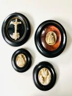 Reliëf, Lot de 4 cadres religieux - 19 cm - Glas, Hout