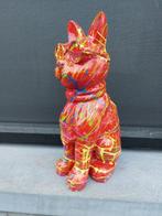 Statue, garden statue cat color red with paint color - 31 cm