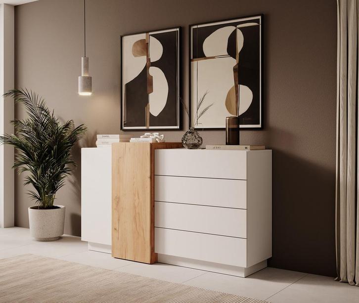 Meubella | Commode wit 160x45x88 cm ladekast, Huis en Inrichting, Kasten | Ladekasten, 25 tot 50 cm, Nieuw, 100 tot 150 cm, Verzenden