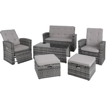 tectake Wicker zitgroep Bari - grijs, Verzenden
