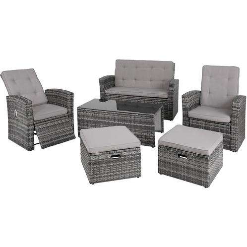 tectake Wicker zitgroep Bari - grijs, Tuin en Terras, Tuinsets en Loungesets, Verzenden