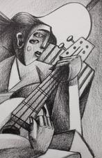 Jone Hopper - Etude la guitariste au salon, Antiek en Kunst