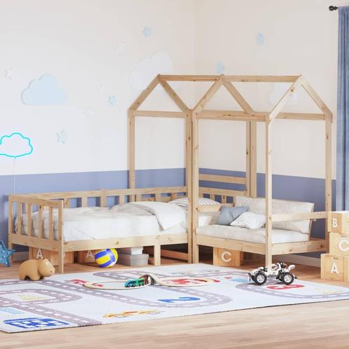 vidaXL Kinderbed met huisje en bankje massief grenenhout, Huis en Inrichting, Slaapkamer | Bedden, Nieuw, Verzenden