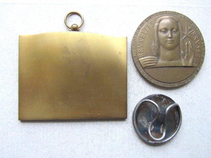 België. Medal 3 stuks Brussel Internationale Tentoonstalling, Postzegels en Munten, Munten en Bankbiljetten | Toebehoren