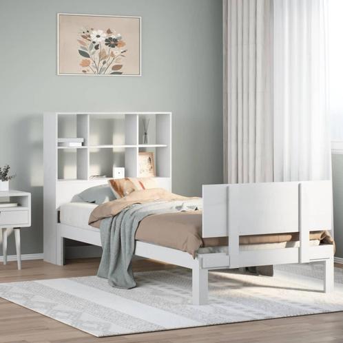 vidaXL Bed met boekenkast zonder matras grenenhout wit, Huis en Inrichting, Slaapkamer | Bedden, Nieuw, Verzenden