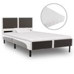 vidaXL Bed met matras kunstleer grijs en wit 90x200 cm