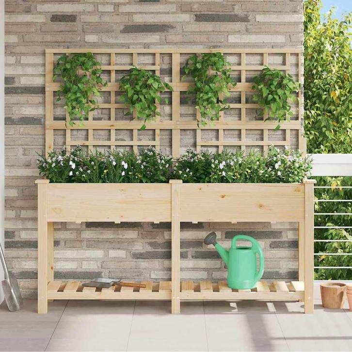 vidaXL Tuin Plantpot Beige 161 x 46 x 152,5 cm Massief, Tuin en Terras, Bloempotten, Nieuw, Verzenden
