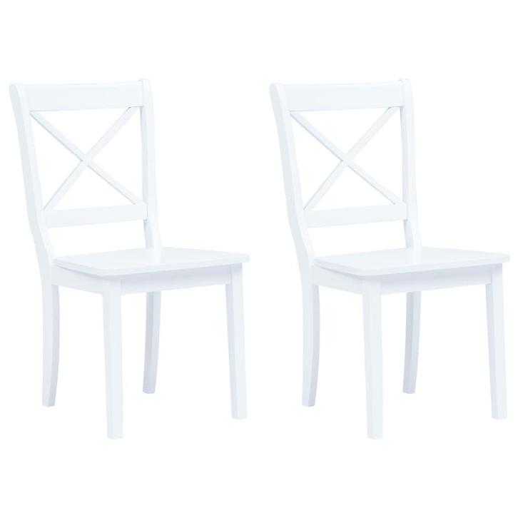 vidaXL Eetkamerstoelen 2 st massief rubberwood wit, Huis en Inrichting, Stoelen, Nieuw, Verzenden