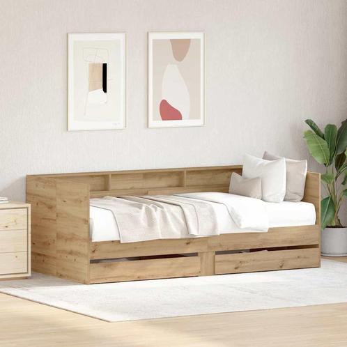 vidaXL Dagbed Frame met Laden artisanaal eikenkleurig 90 x, Huis en Inrichting, Slaapkamer | Bedden, Nieuw, Verzenden