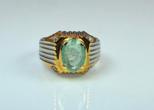 Zonder Minimumprijs - Ring Zilver Smaragd, Handtassen en Accessoires, Ringen
