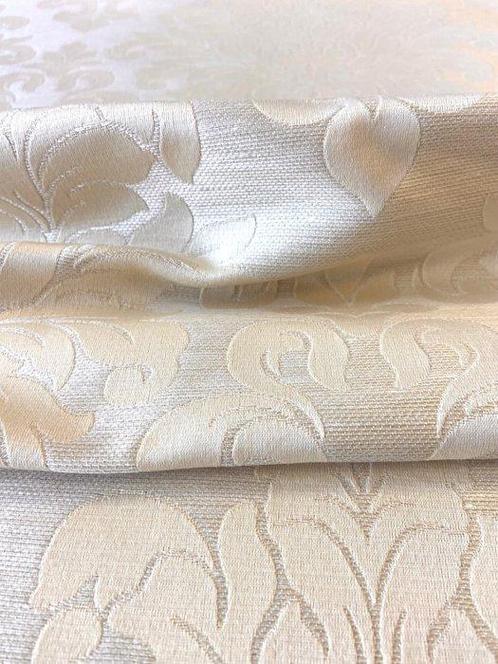 Alto pregio! Damast katoen en zijde wit crème/ivoor gemaakt, Antiek en Kunst, Antiek | Tapijten, Tafelkleden en Textiel
