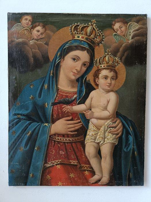 Italiaanse school (XIX) - Madonna col Bambino con, Antiek en Kunst, Kunst | Schilderijen | Klassiek