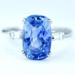 Ring Platina -  6.28 tw. Saffier - Sri Lanka - Diamant