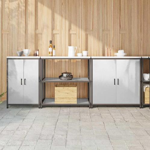 vidaXL Keukenopbergsysteem met plank 3 pcs Zilver 240 x 50 x, Huis en Inrichting, Kasten | Overige, Nieuw, Verzenden