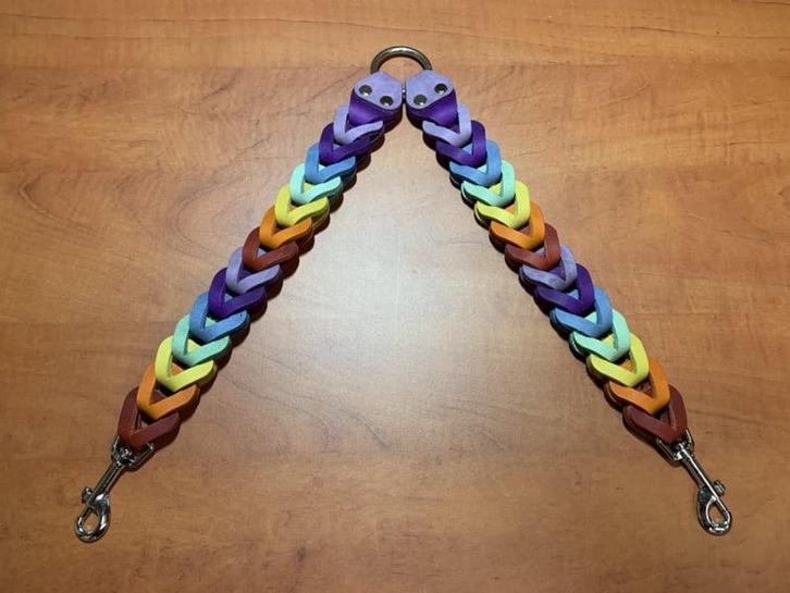 Leren duo honden riem Rainbow, Auto-onderdelen, Overige Auto-onderdelen, Nieuw, Ophalen of Verzenden