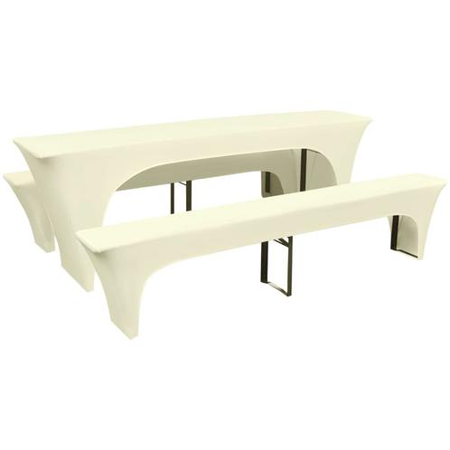 vidaXL Hoes voor biertafel/banken 3-delig crèmekleurig, Tuin en Terras, Tuinmeubel-accessoires, Nieuw, Verzenden
