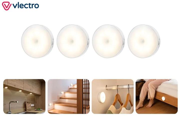 2dekans | Vlectro Set van 4 ledspots met sensor, Huis en Inrichting, Lampen | Overige, Ophalen of Verzenden