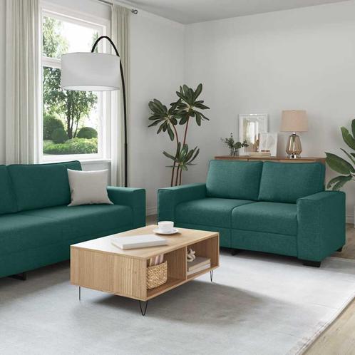 vidaXL 3-delige Loungeset met kussens stof donkergroen, Huis en Inrichting, Zetels | Zetels, Nieuw, Verzenden