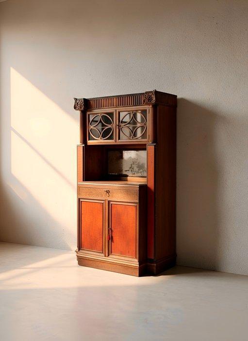 Credenza - Hout, Messing, Glas, Eik, Antiquités & Art, Antiquités | Autres Antiquités