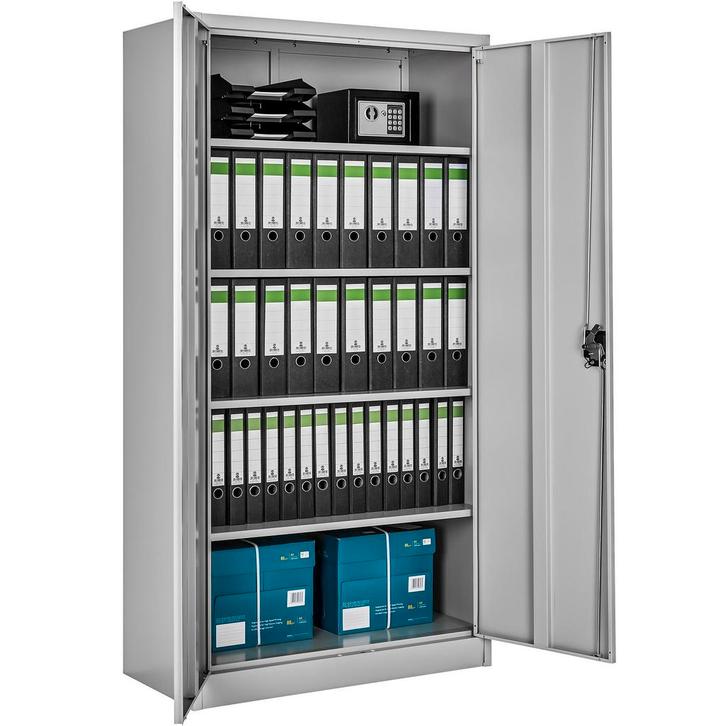 tectake Archiefkast Blain met 5 planken 40x80x180cm - grijs, Huis en Inrichting, Kasten | Roldeurkasten en Archiefkasten, Verzenden