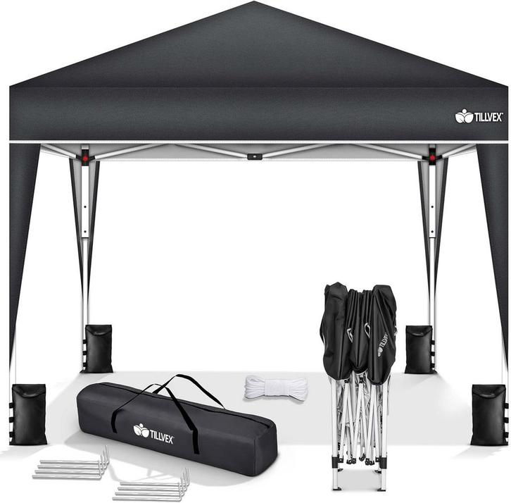 Tillvex® Partytent - 3x3m - Paviljoen - Easy Up - Antraciet, Tuin en Terras, Overige Tuin en Terras, Verzenden