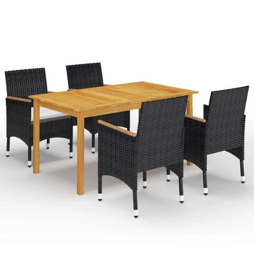 vidaXL 5-delige Tuinset met kussens zwart, Tuin en Terras, Tuinsets en Loungesets, Tuinset, Nieuw, Verzenden