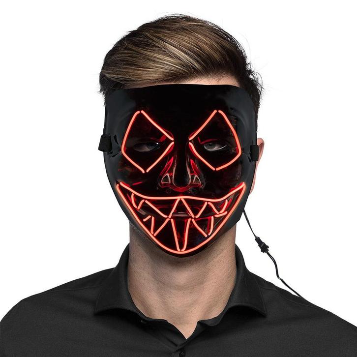Halloween Led-Masker Killer Smile Rood, Hobby en Vrije tijd, Feestartikelen, Nieuw, Verzenden