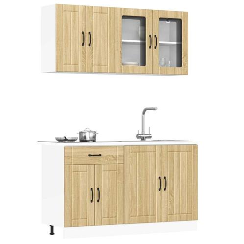 vidaXL 4-delige Keukenkastenset Lucca bewerkt hout sonoma, Huis en Inrichting, Kasten | Overige, Nieuw, Verzenden