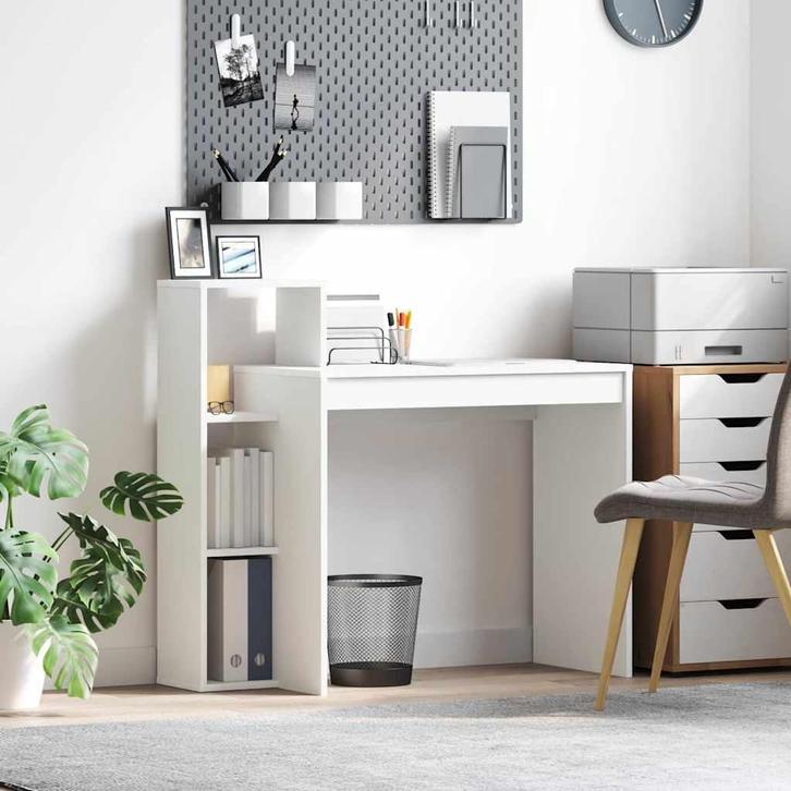 vidaXL Bureau met plank met opslag Wit 100 x 40 x 90 cm, Maison & Meubles, Bureaux, Envoi