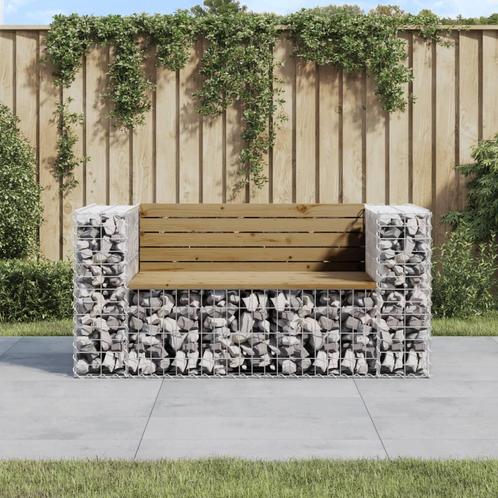 vidaXL Banc de jardin design gabion 143x71x65,5cm bois, Tuin en Terras, Tuinsets en Loungesets, Verzenden