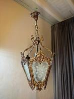 Lamp - Art Nouveau Hanglamp in Messing & Geslepen Glas -, Antiek en Kunst