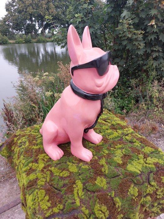 Statue, funny dog with glasses in pink color - 60 cm -, Antiek en Kunst, Curiosa en Brocante