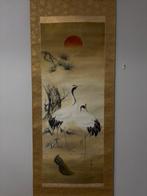 Mooi langleven voorspoed schilderij met witte kraanvogels,