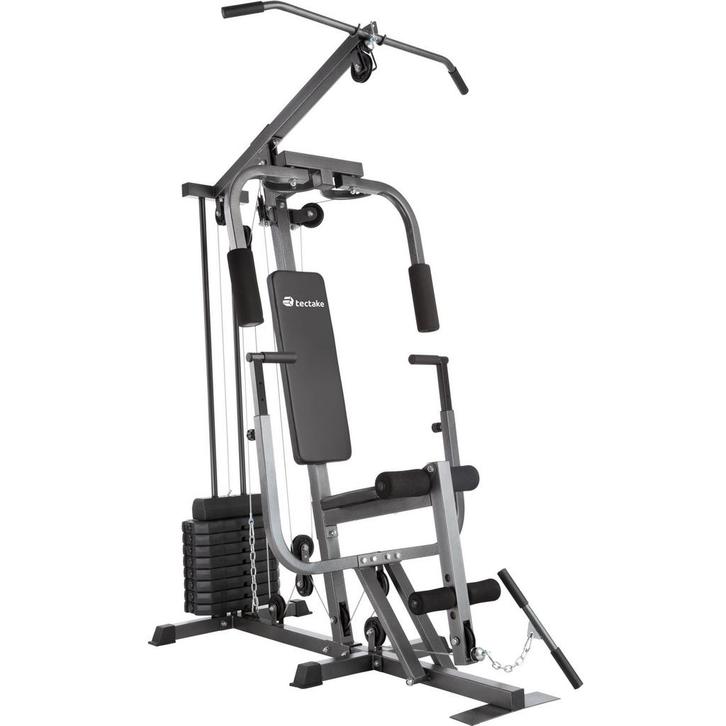 tectake Krachtstation home gym met bankdrukmodule - zwart, Sport en Fitness, Fitnessmaterialen, Verzenden