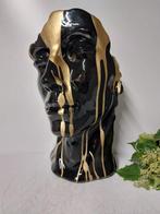 Beeld, head black with gold  paint - 50 cm - polyresin