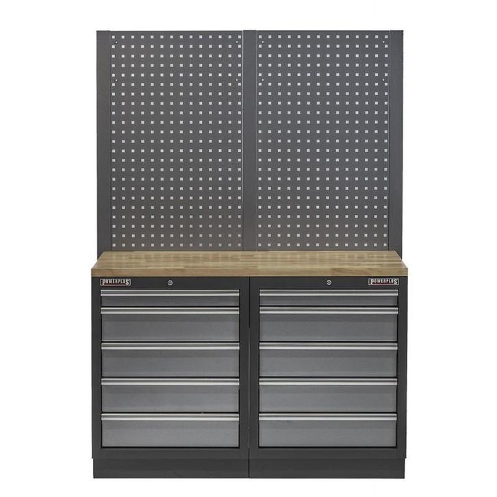 Werkbank set met hardhouten werkblad, gereedschapsbord en 10, Doe-het-zelf en Bouw, Werkbanken, Ophalen of Verzenden