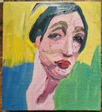 Romy van Rijckevorsel - Face on yellow and blue, Antiquités & Art