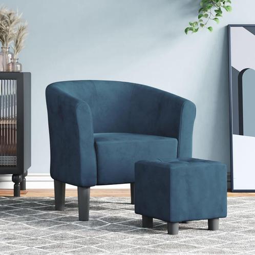 vidaXL Kuipstoel met voetenbank fluweel donkerblauw, Maison & Meubles, Fauteuils, Envoi